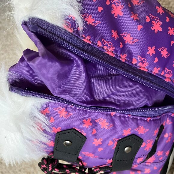 Dream pairs Purple Pink Flowers White Fur Cold Weather Winter Snow Boots Girls 4 - Picture 5 of 9